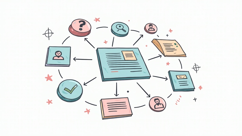 Research methods hub showing qualitative research, quantitative research, and mixed methods approaches connecting together