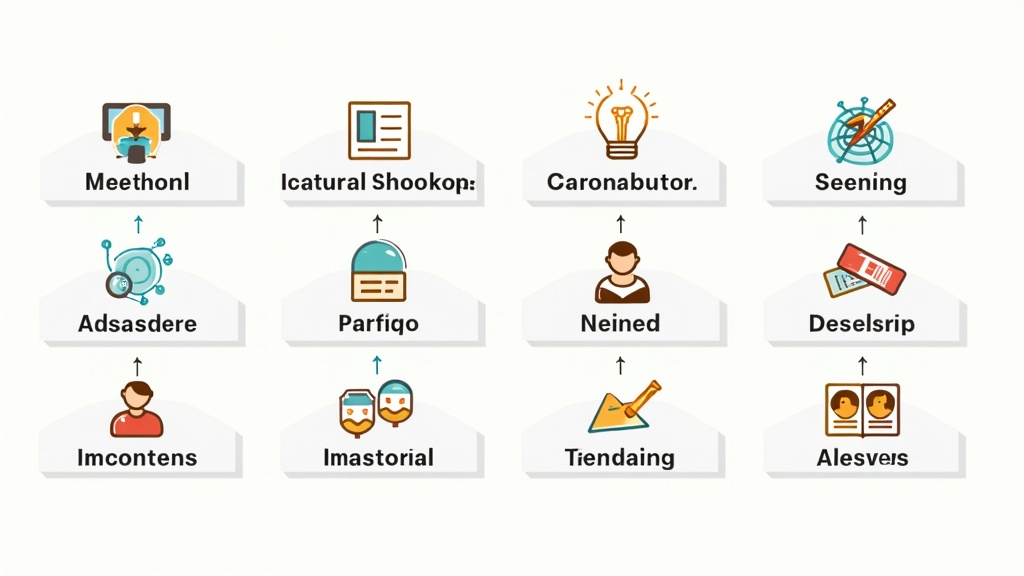 Cartoon illustration of qualitative research types and classification showing different qualitative research approaches organized visually